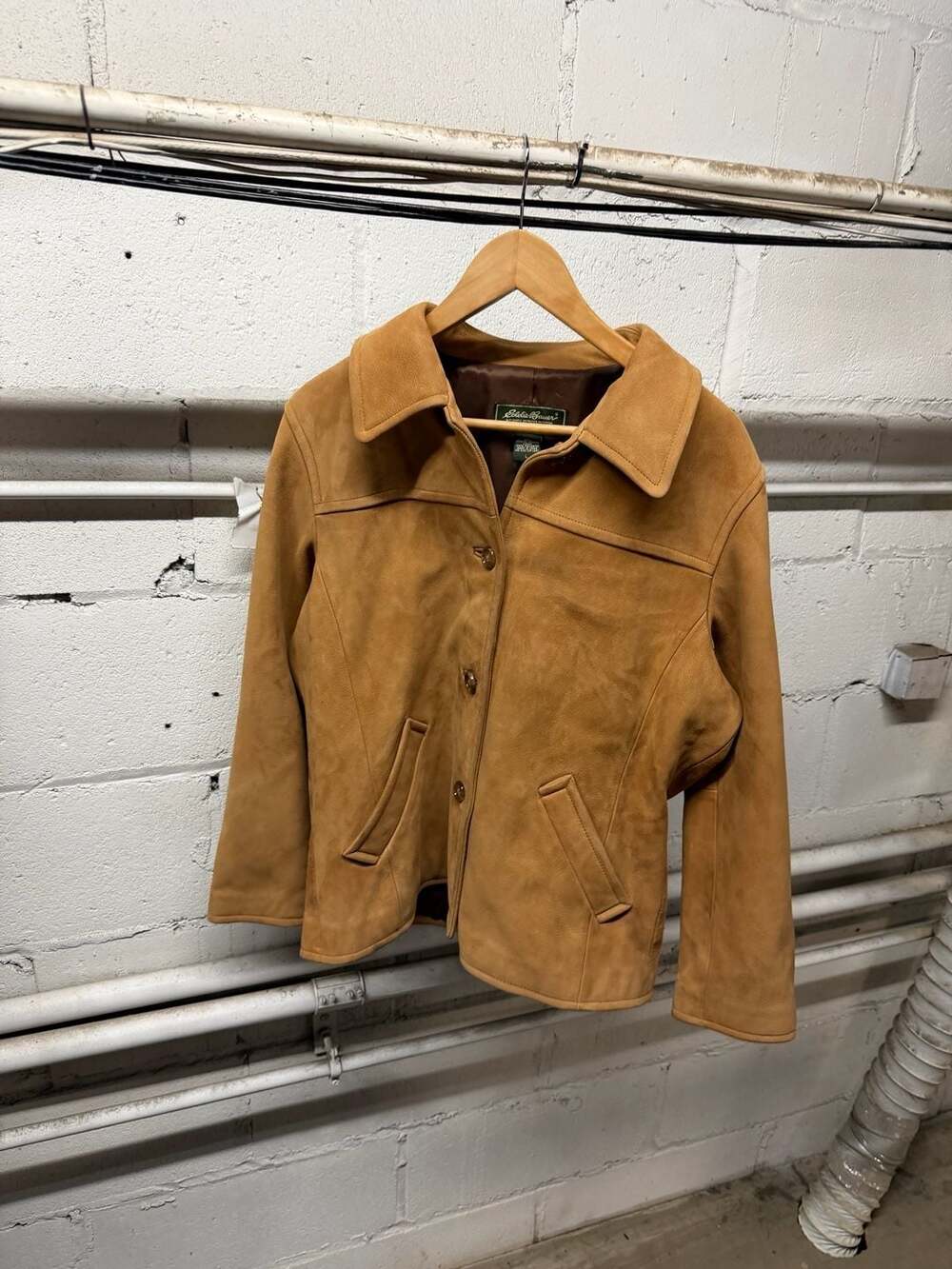 Eddie Bauer Suede Jacket Size L Tan Leather